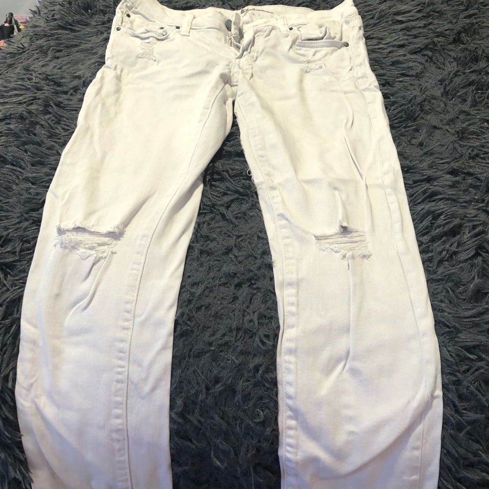 White holey jeans